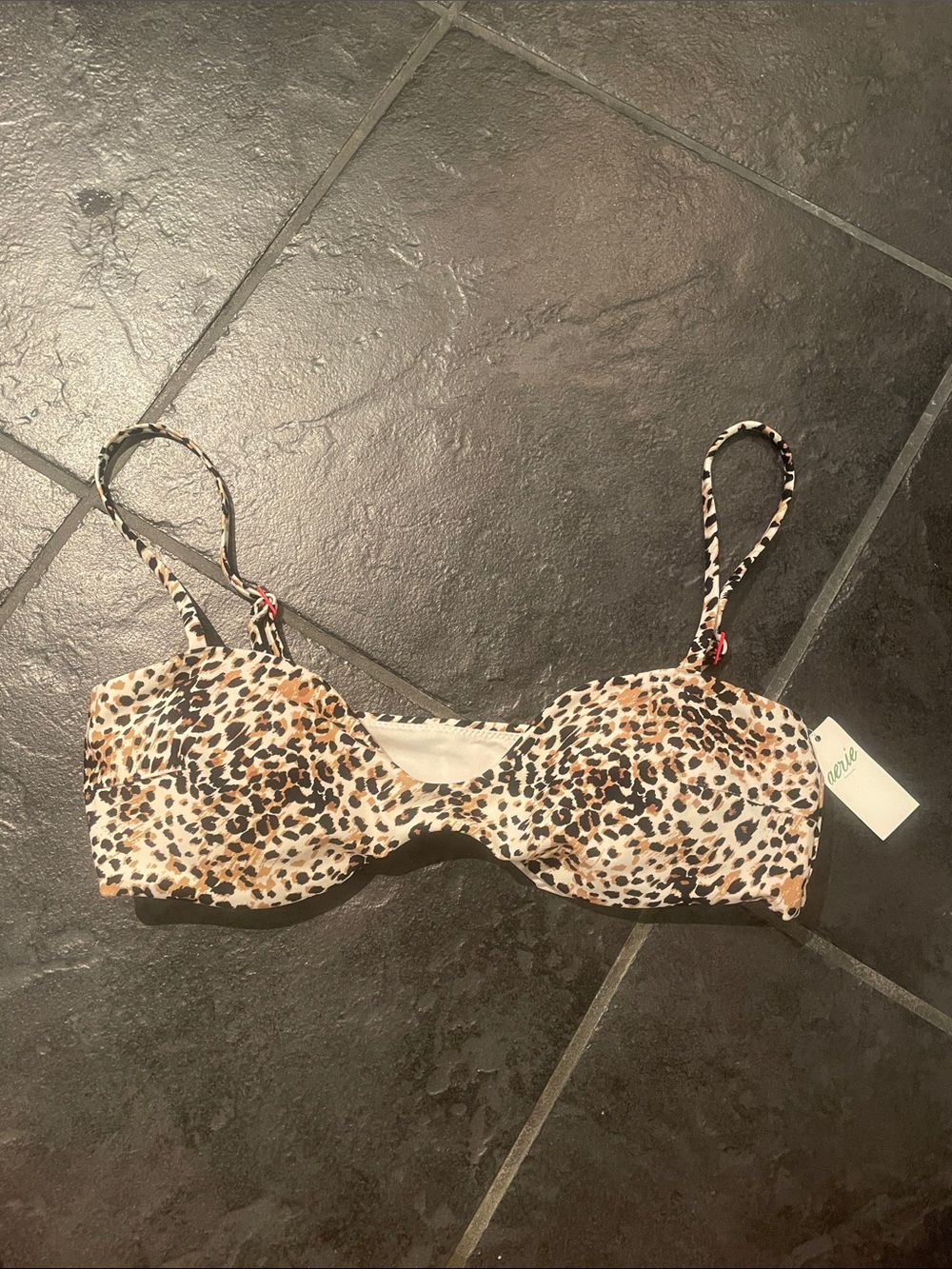 Leopard Print Swim Top Tan/Black/Cream